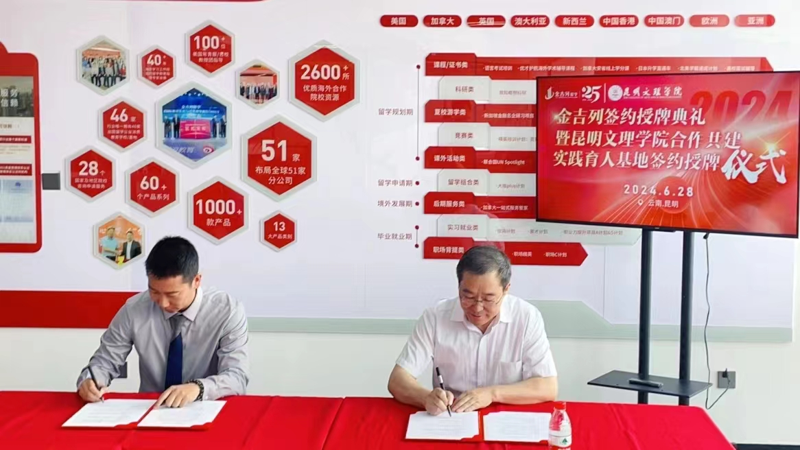 外国语学院与金吉列出国留学咨询服务有限公司 举行实习基地挂牌暨签约仪式